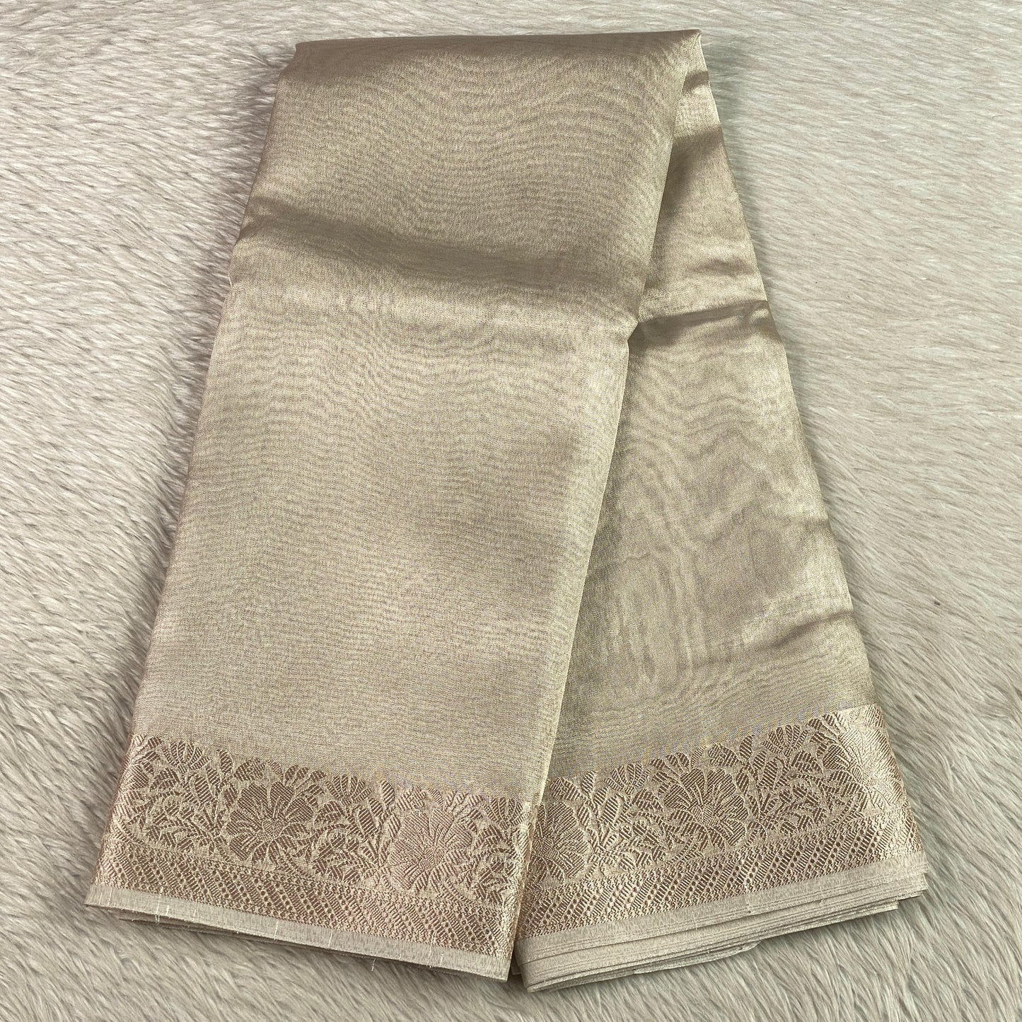 Premium Silver Blush Tissue Saree