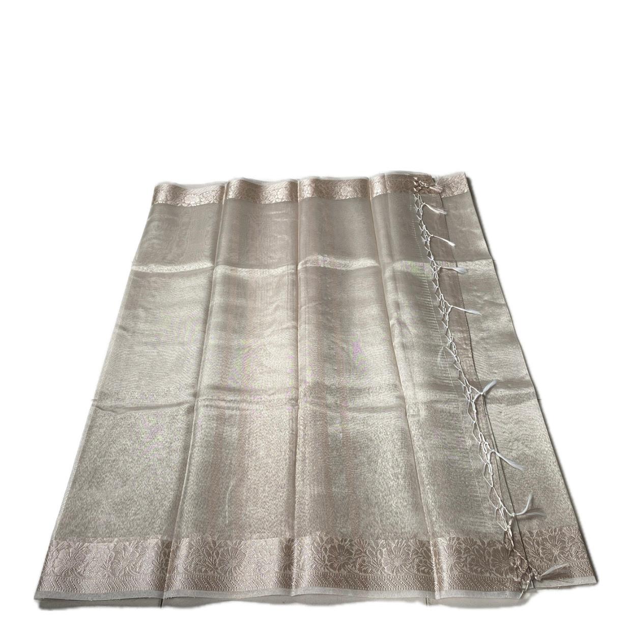 Premium Silver Blush Tissue Saree