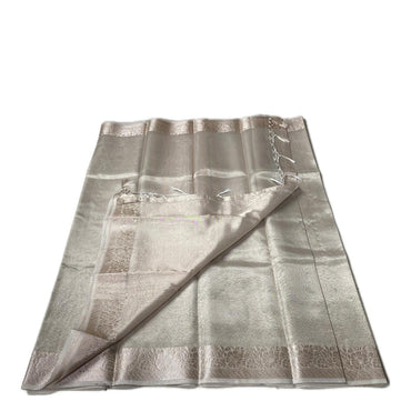 Premium Silver Blush Tissue Saree