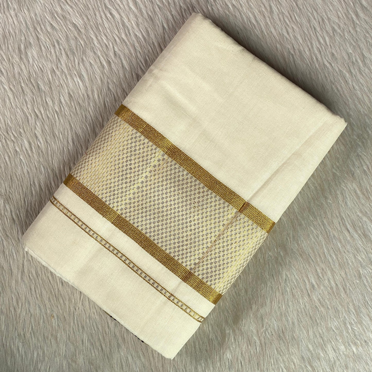 Golden Beige Woven Temple Work Silk Saree