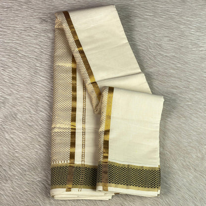 Golden Beige Woven Temple Work Silk Saree