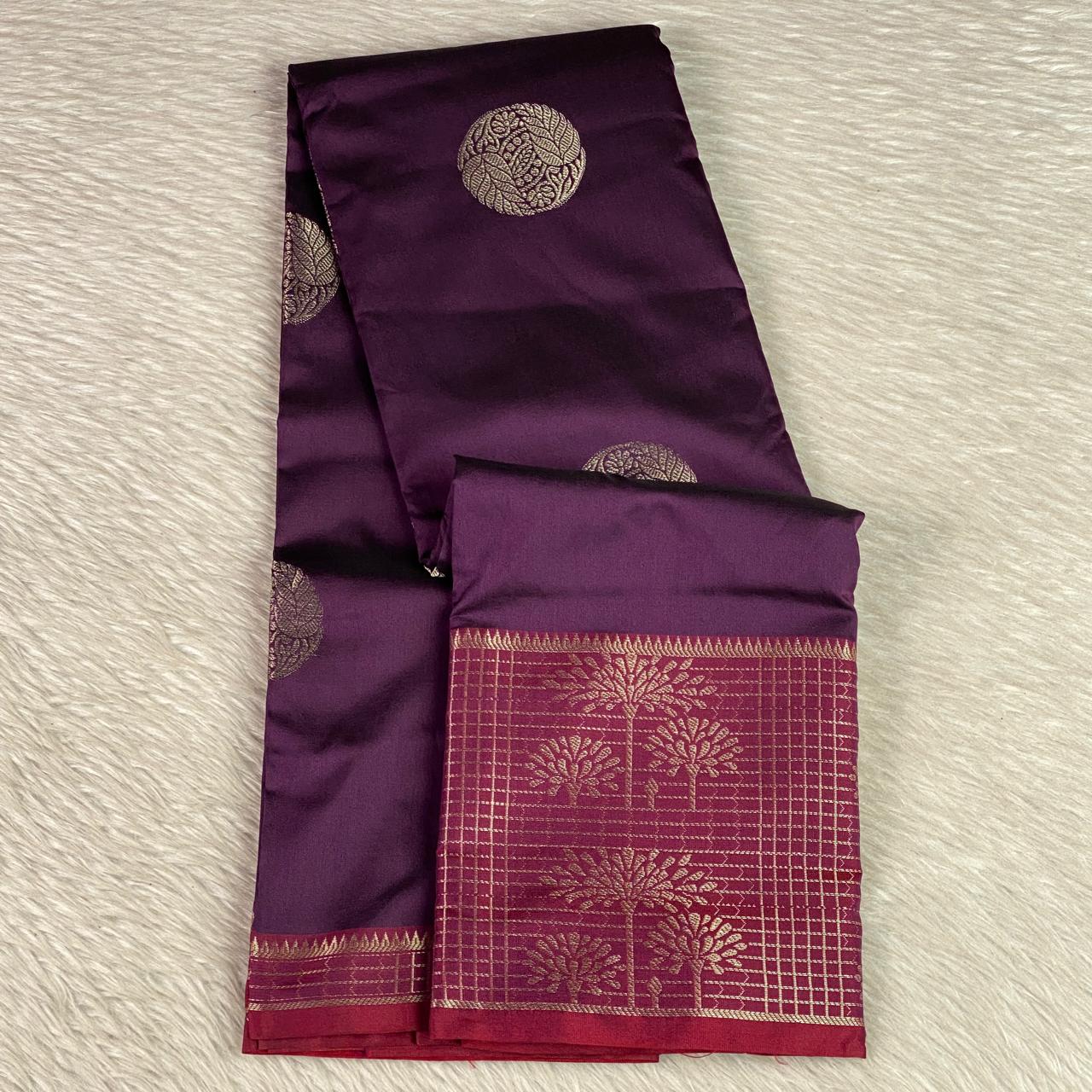 Rukmini Semi Silk Saree in Violet & Pink