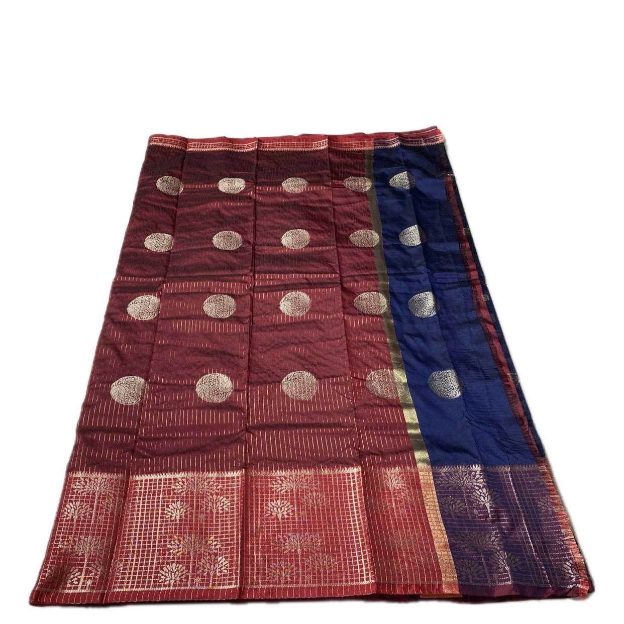 Rukmini Semi Silk Saree in Blue & Maroon