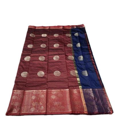 Rukmini Semi Silk Saree in Blue & Maroon