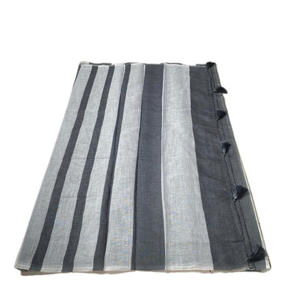 Anugraha Minimalist Grey Striped Semi Linen Saree (Dress Code)
