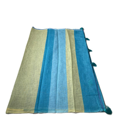 Anugraha Minimalist Striped Semi Linen Saree in  Yellow (Dress Code)