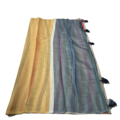 Anugraha Minimalist Multicolour Striped Semi Linen Saree (Dress Code)