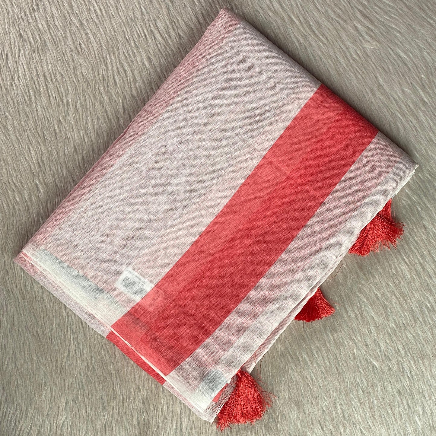 Anugraha Striped Semi Linen Saree in Red (Dress Code)