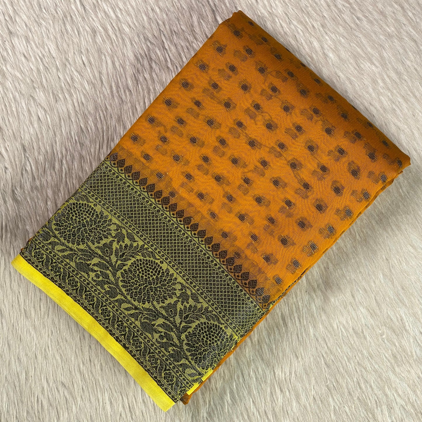 Pure Georgette Banarasi Saree in Mustard Yellow