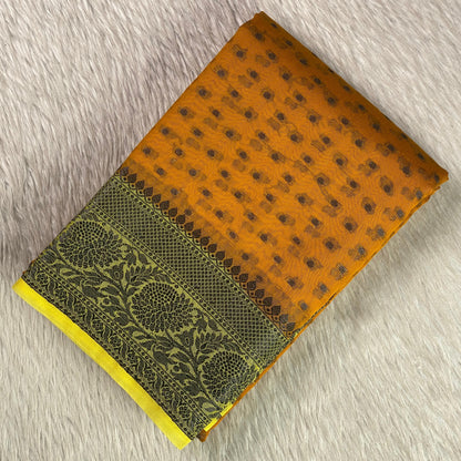 Pure Georgette Banarasi Saree in Mustard Yellow
