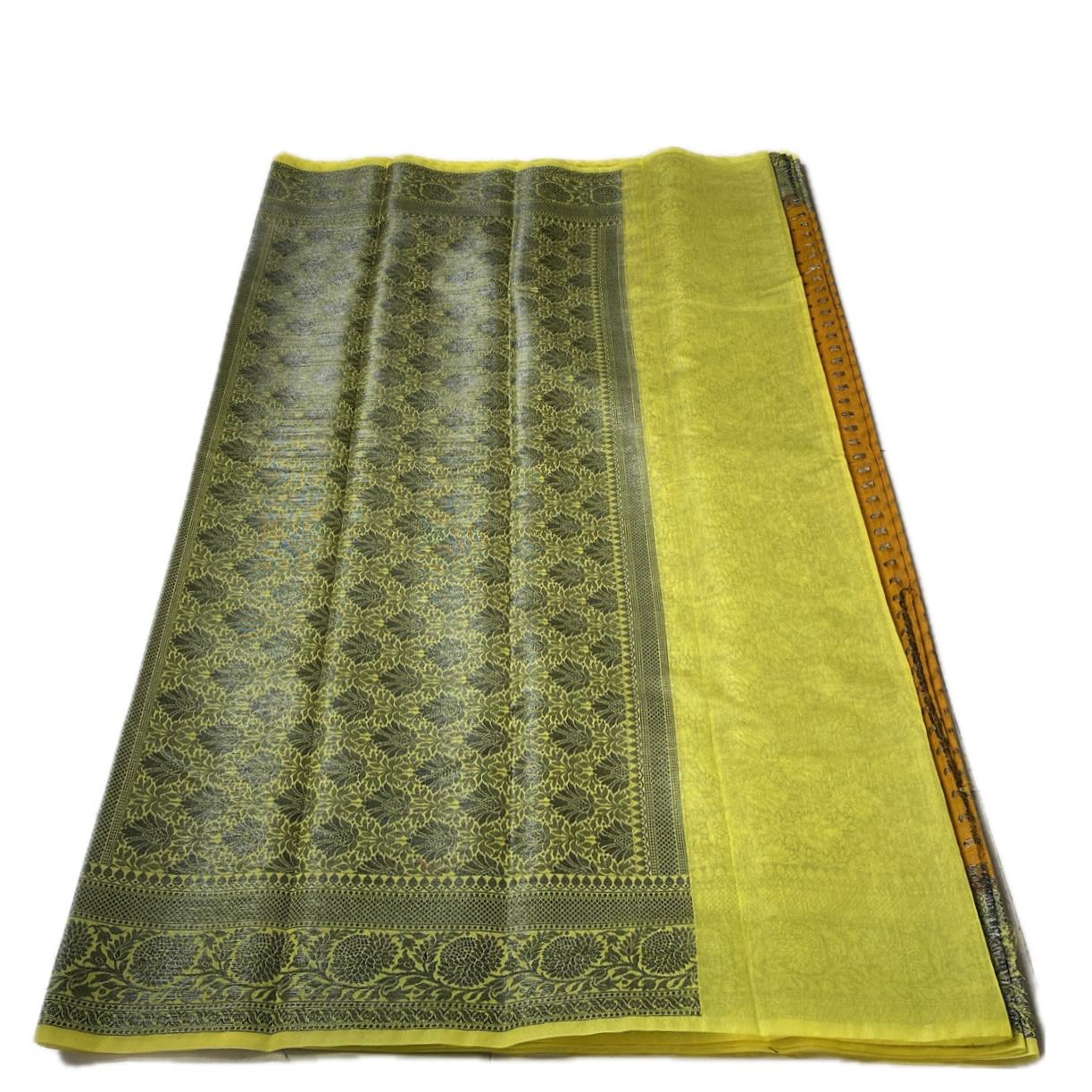 Pure Georgette Banarasi Saree in Mustard Yellow