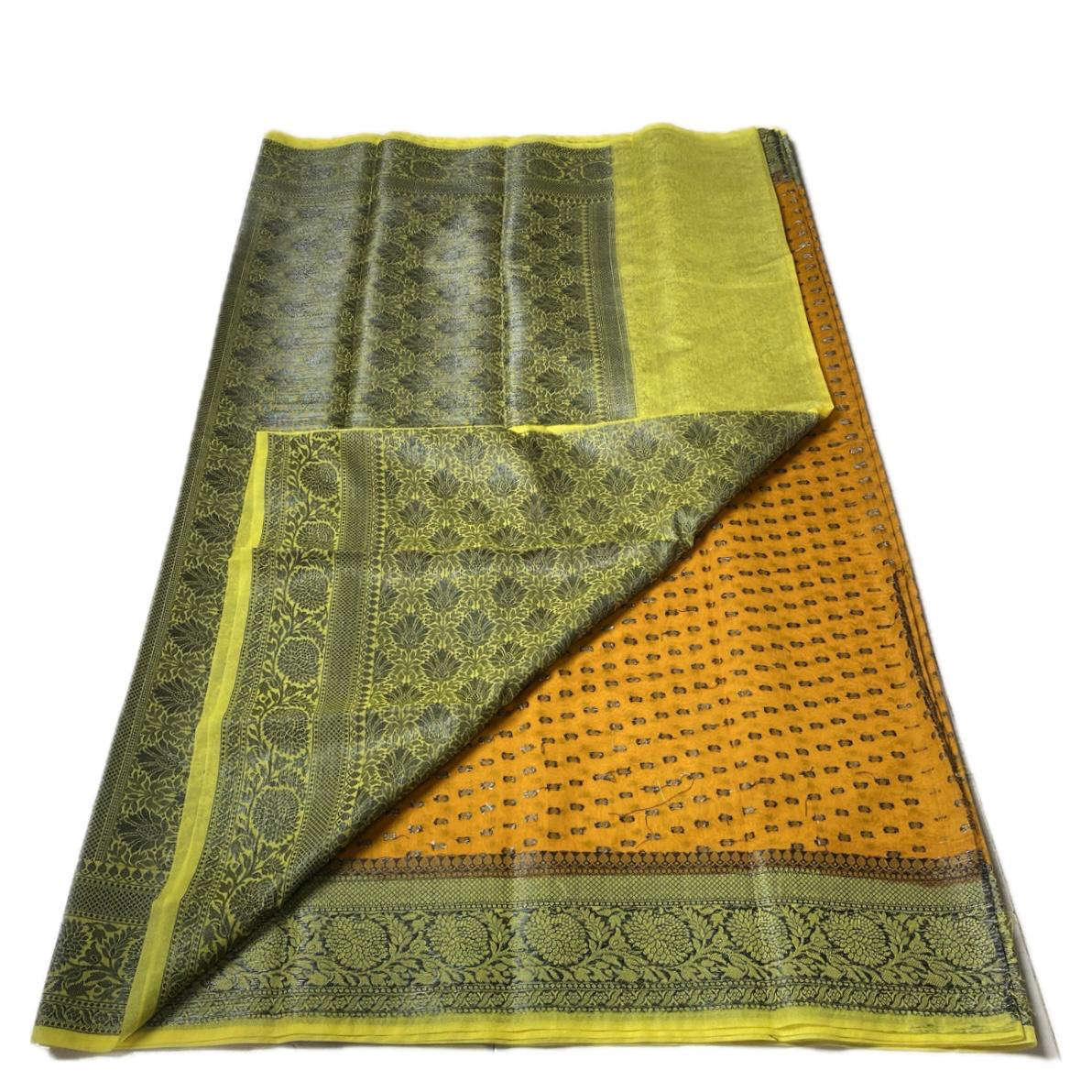 Pure Georgette Banarasi Saree in Mustard Yellow