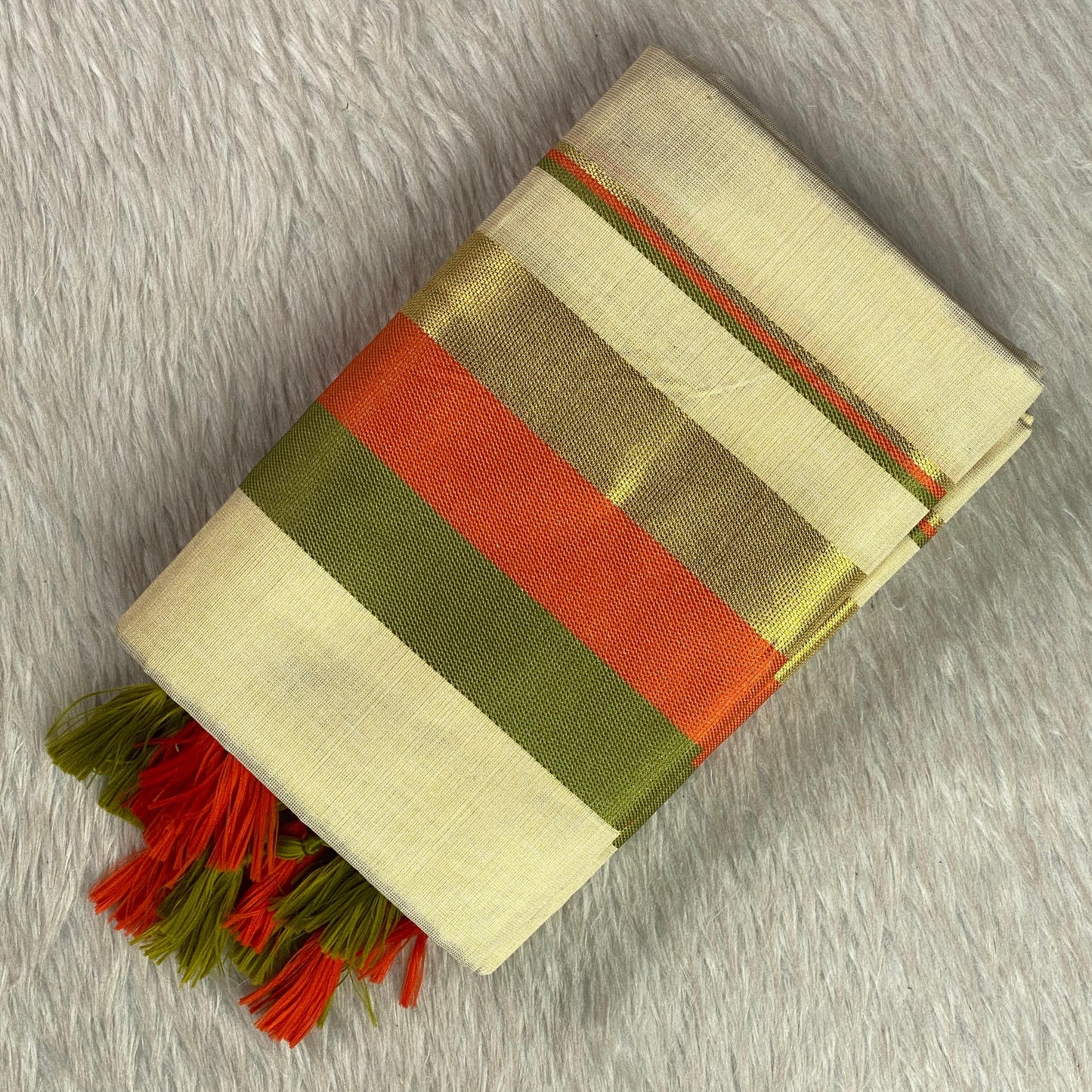 Kadali Set Mund with Purple and Green border (Dress Code)