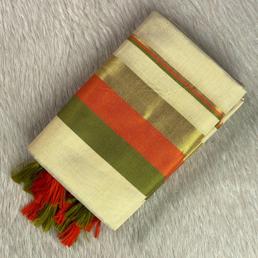 Kadali Set Mund with Purple and Green border (Dress Code)