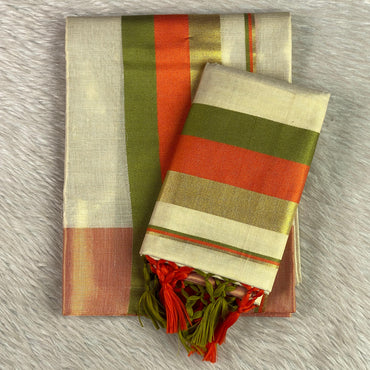 Kadali Set Mund with Purple and Green border (Dress Code)