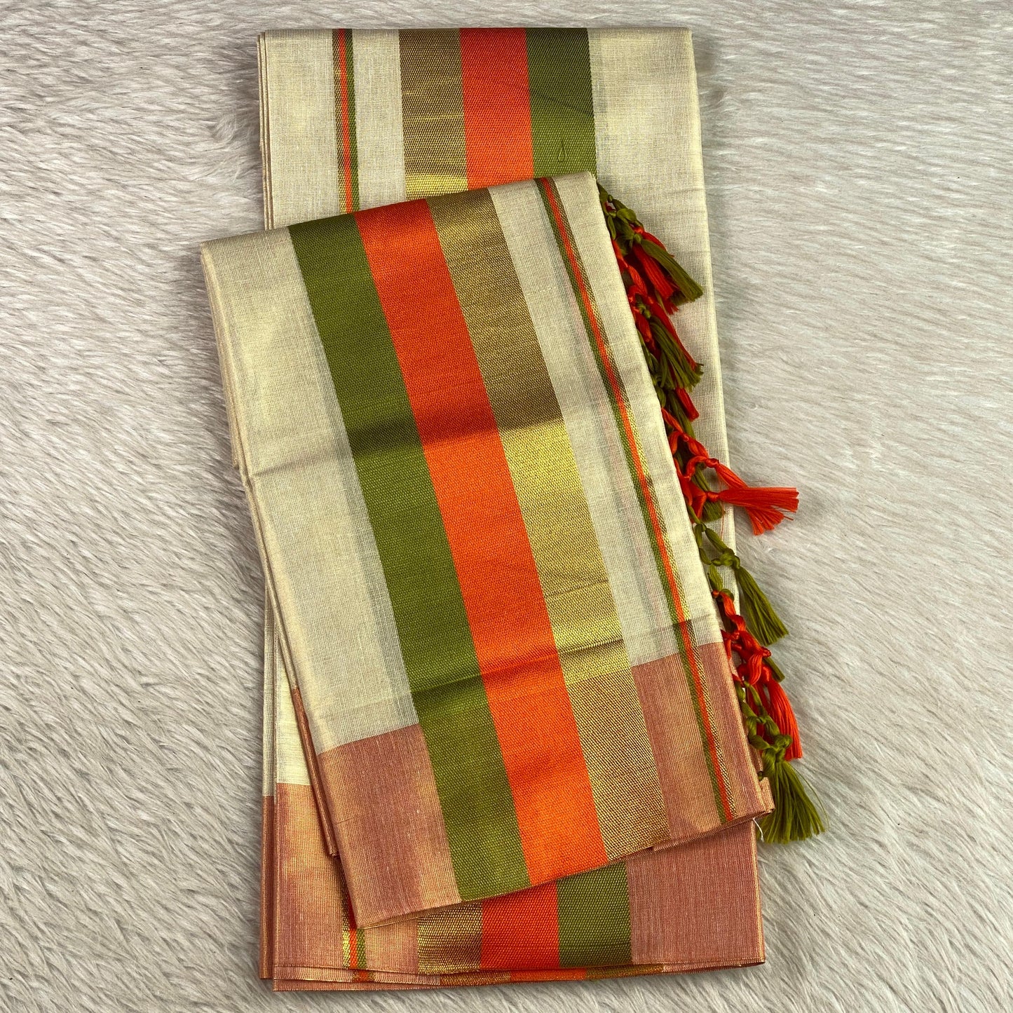 Kadali Set Mund with Purple and Green border (Dress Code)