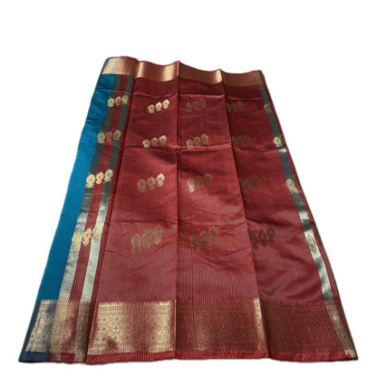Semi Silk Saree with Golden Floral Design