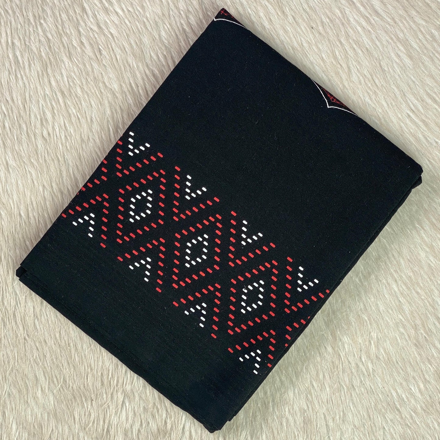 Brown Geometric Prism Border Dhoti Black