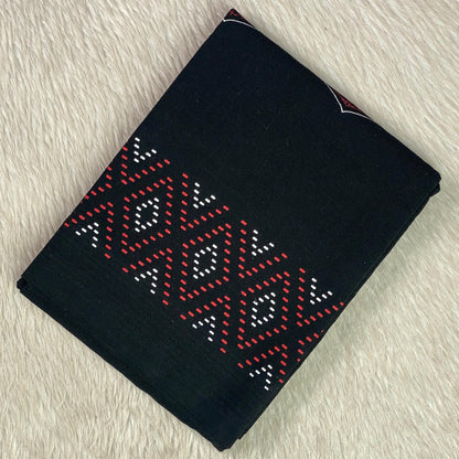 Brown Geometric Prism Border Dhoti Black