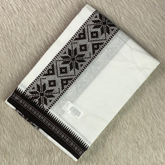 Royal Black Floral Border Kerala Dhoti