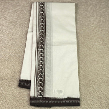 Royal Black Geometric Step Weave Border Dhoti