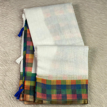 Madras Check Semi Linen Saree ✨