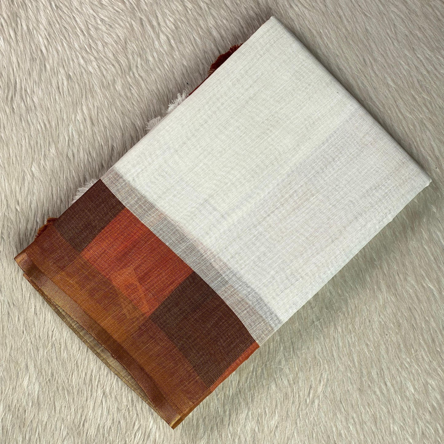 Rust Madras Check Semi Linen Saree ✨