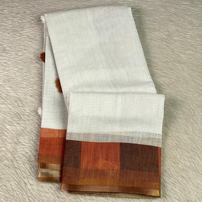 Rust Madras Check Semi Linen Saree ✨