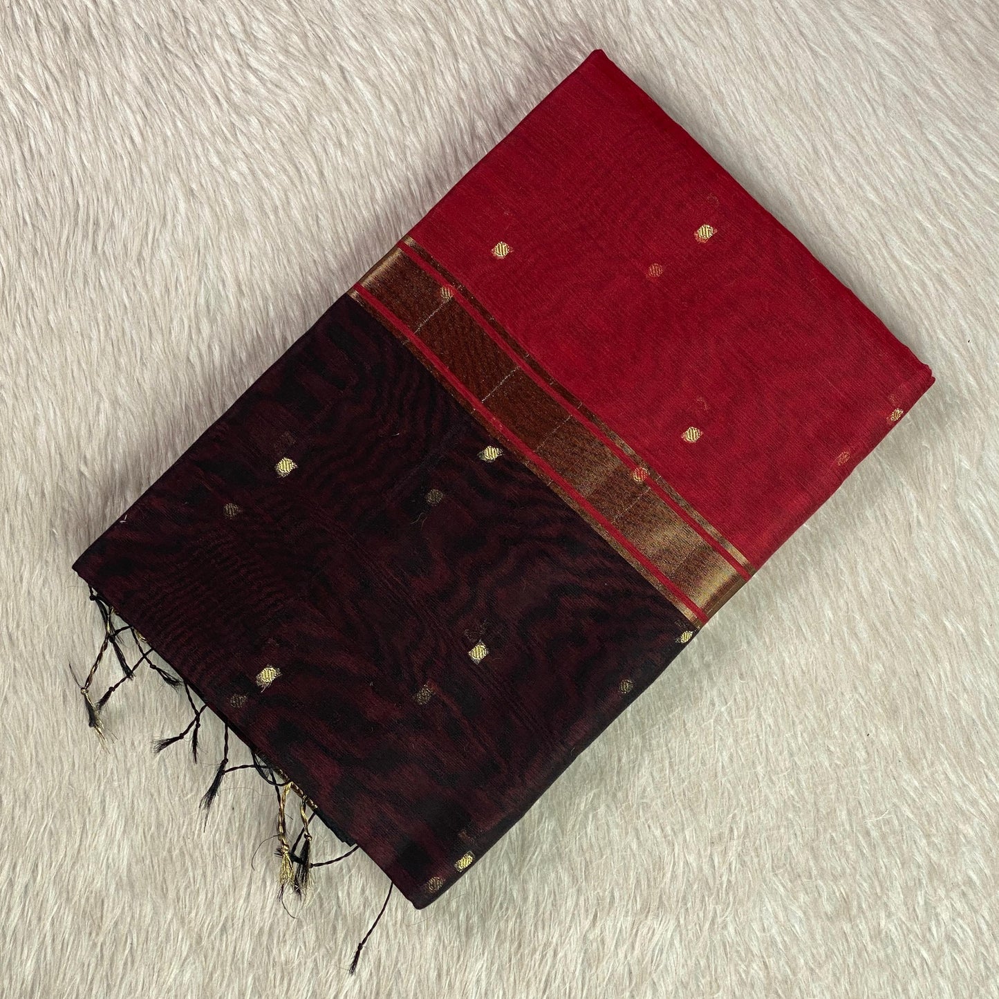 Paru Red Chanderi Cotton Saree