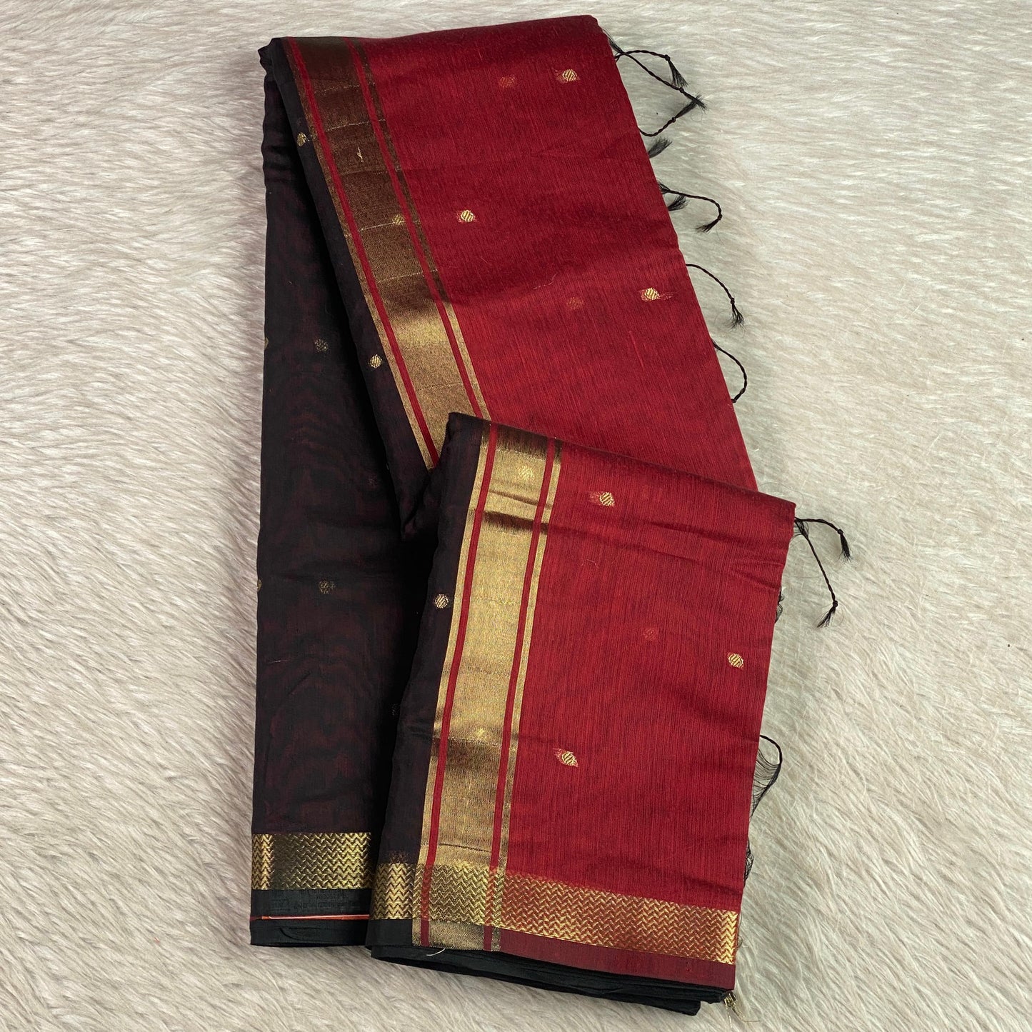 Paru Red Chanderi Cotton Saree