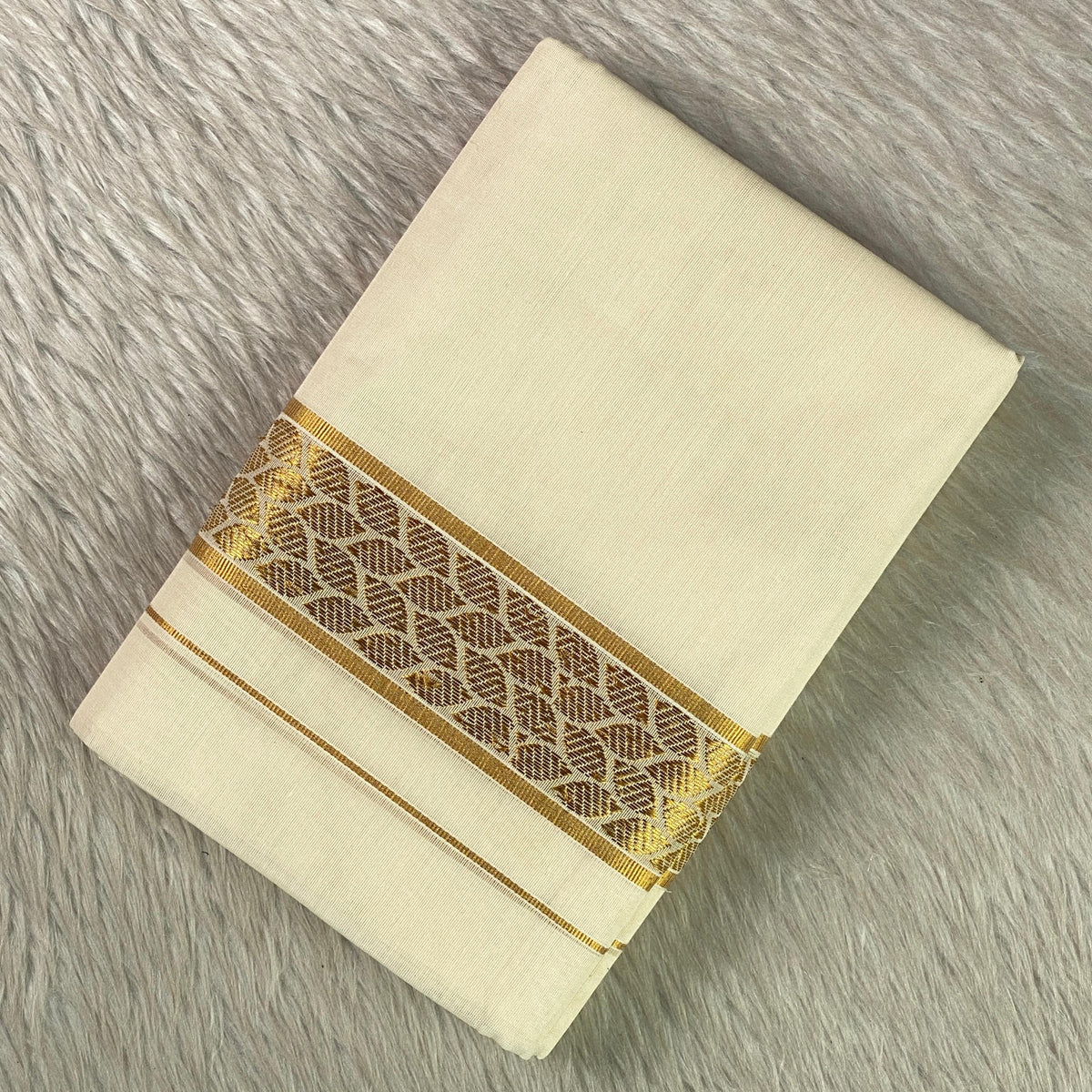 Leaf Desigh Golden Kara Cotton Dhoti