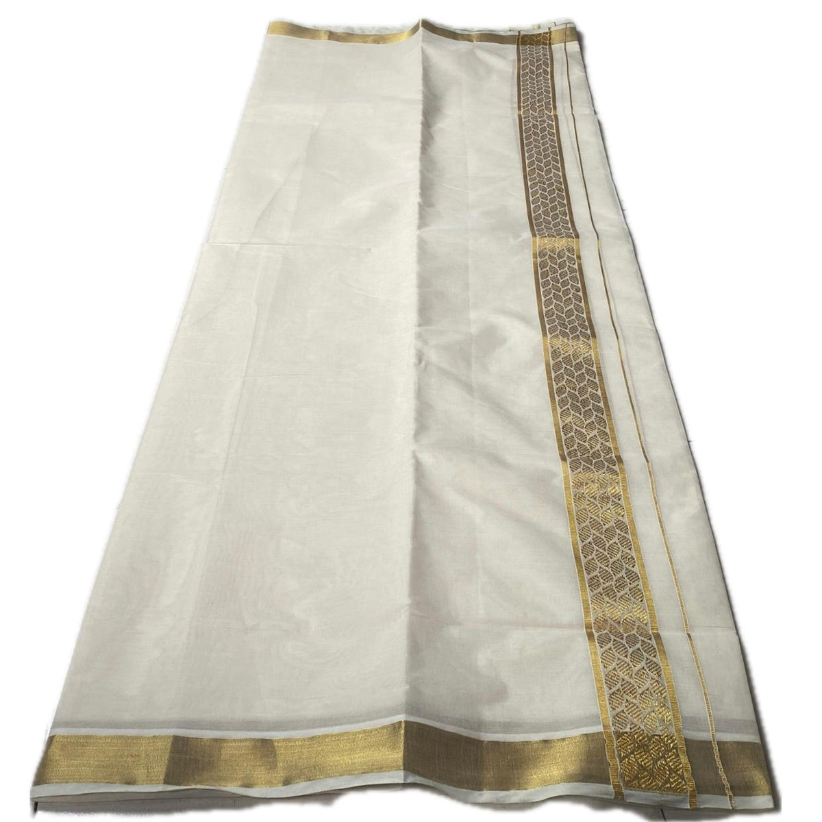Leaf Desigh Golden Kara Cotton Dhoti