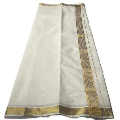Leaf Desigh Golden Kara Cotton Dhoti
