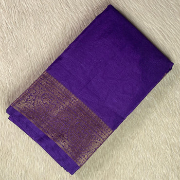 Devasena Banarasi Silk Saree – Violet with Golden Border