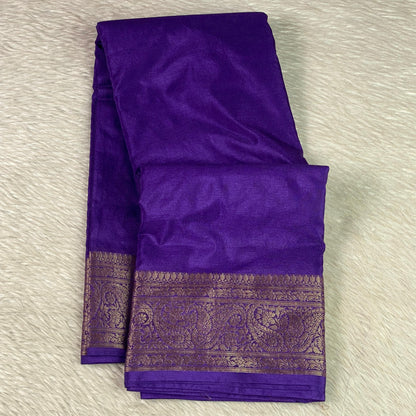 Devasena Banarasi Silk Saree – Violet with Golden Border