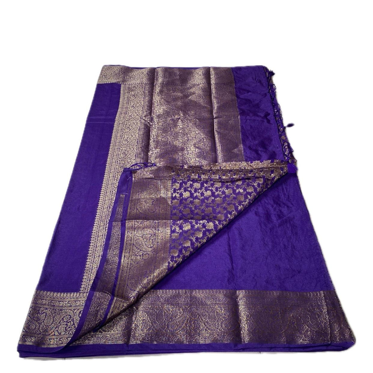 Devasena Banarasi Silk Saree – Violet with Golden Border