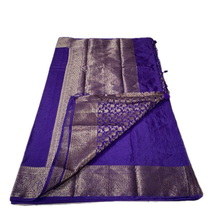 Devasena Banarasi Silk Saree – Violet with Golden Border