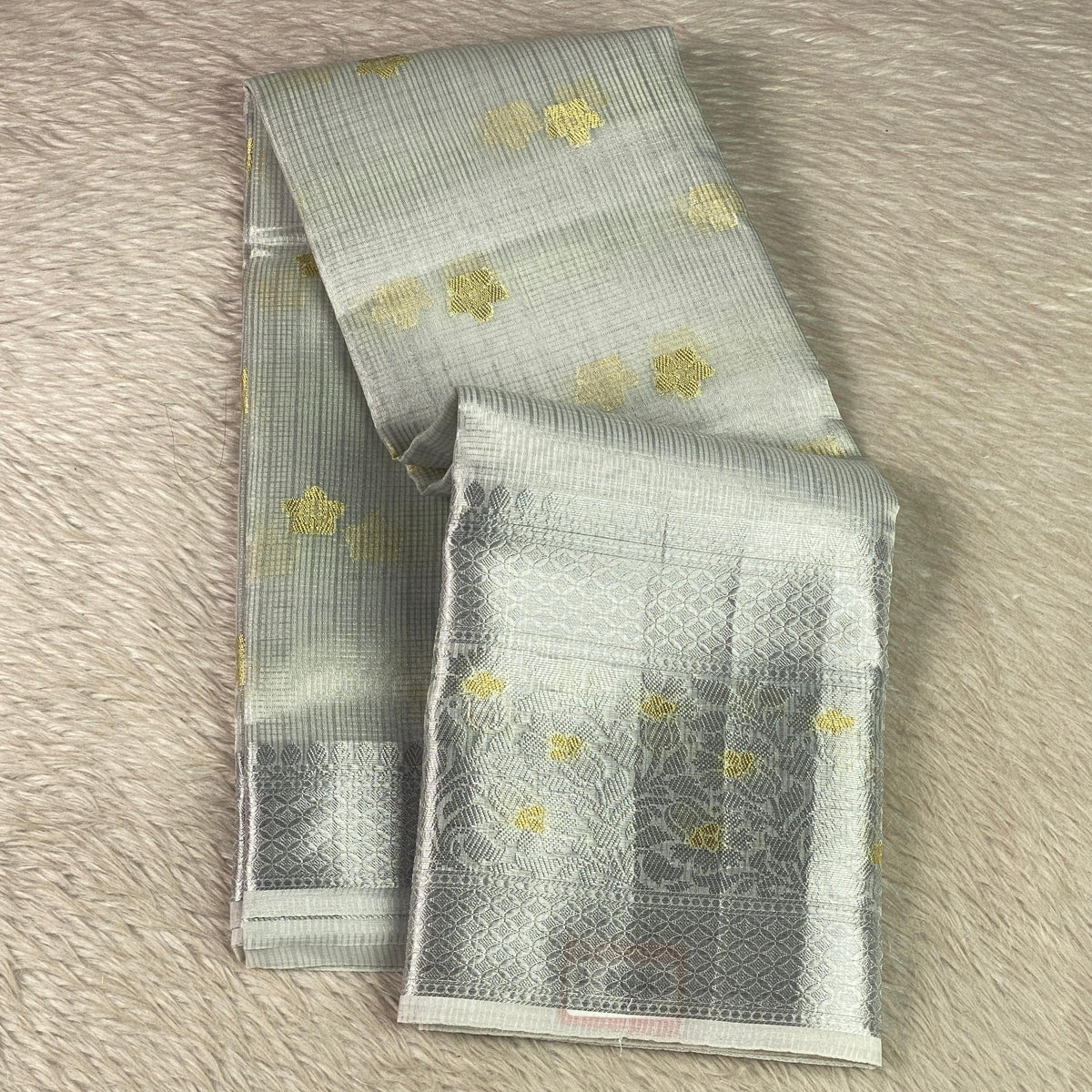Urvashi Silver Glow Kotta Tissue Saree