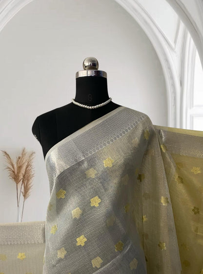 Urvashi Silver Glow Kotta Tissue Saree