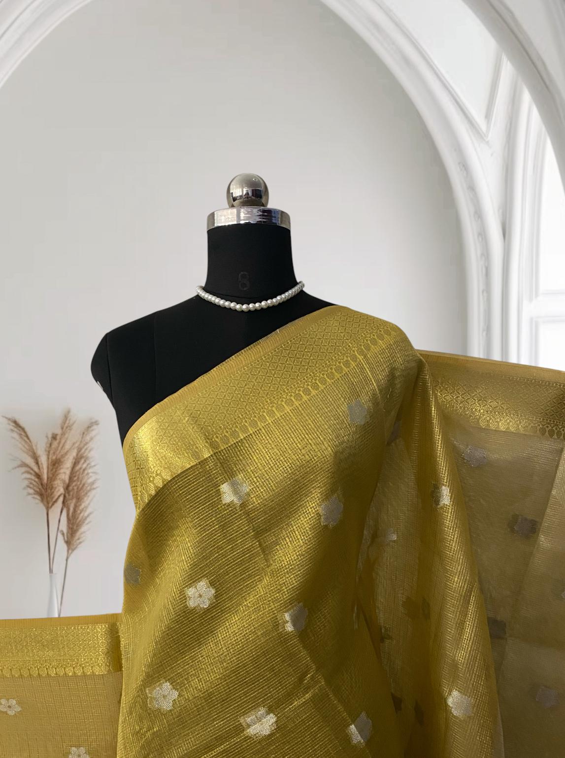 Urvashi Golden Glow Kotta Tissue Saree