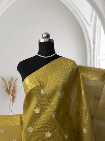 Urvashi Golden Glow Kotta Tissue Saree