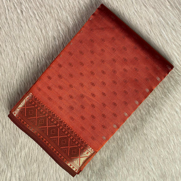 Alli Royal Rust Zari Silk Butta Saree