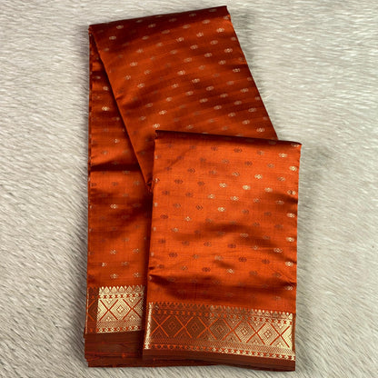 Alli Royal Rust Zari Silk Butta Saree