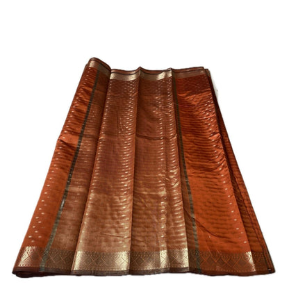 Alli Royal Rust Zari Silk Butta Saree