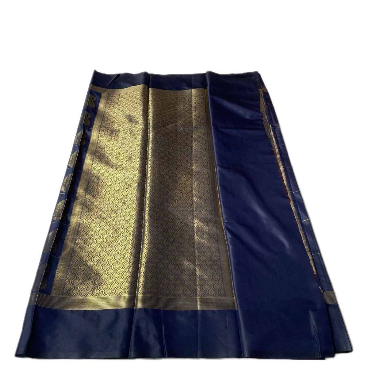 Souparnika Golden Mango Royal Silk Saree – Navy Blue