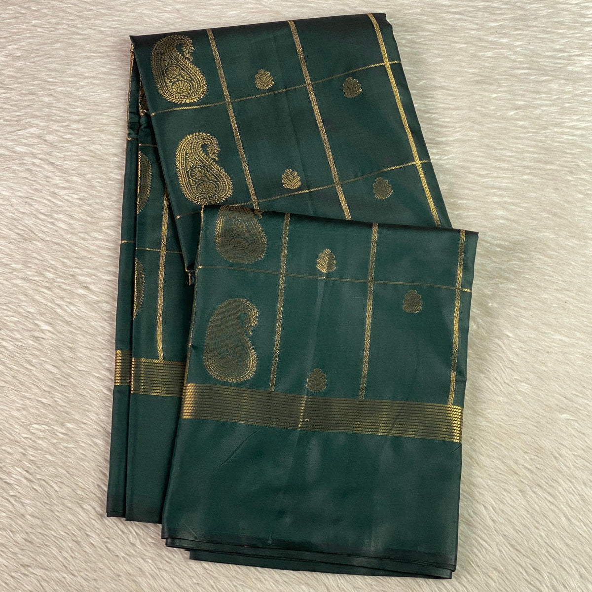 Souparnika Golden Mango Royal Silk Saree – Green