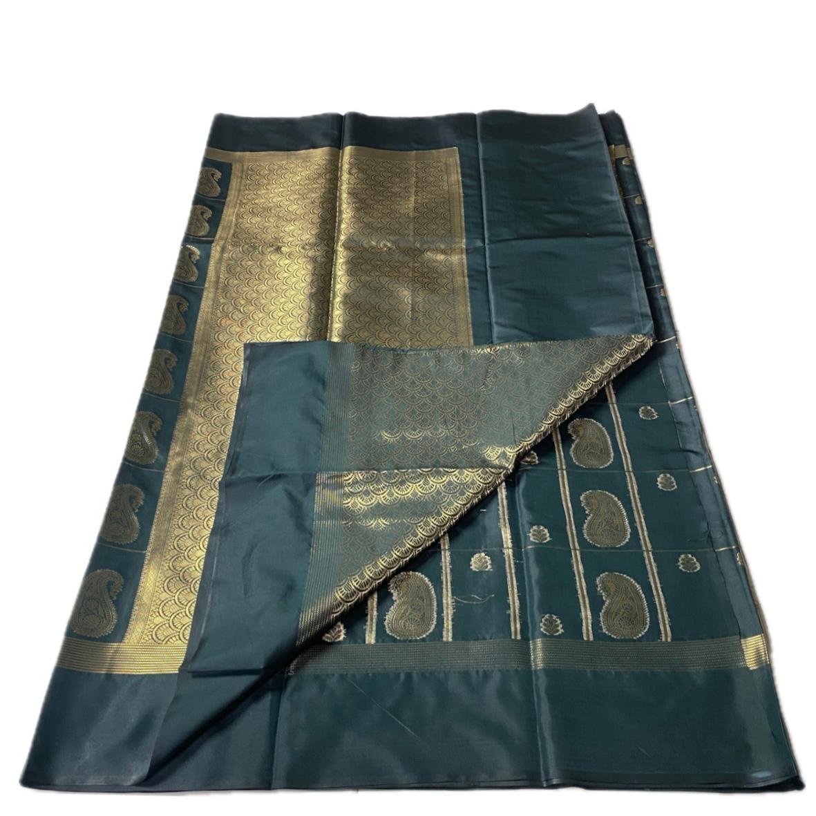 Souparnika Golden Mango Royal Silk Saree – Green