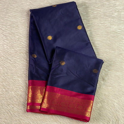 Kousalya Soft Silk Pink Zari Elegance Saree Blue💙