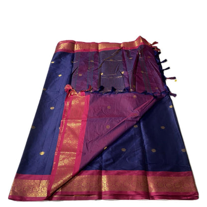 Kousalya Soft Silk Pink Zari Elegance Saree Blue💙