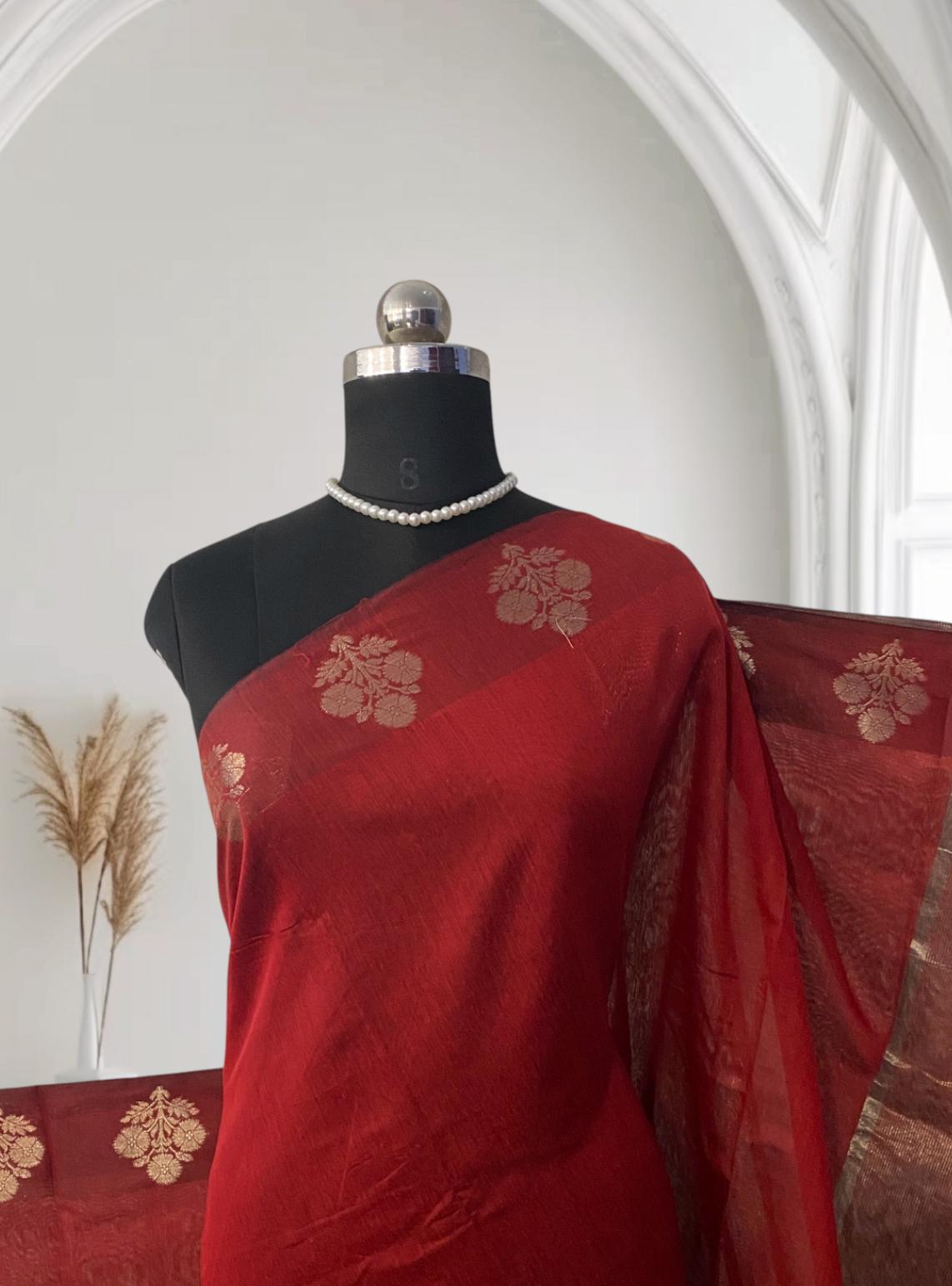 Rithika Chanderi Silk Saree Red (Dress Code)